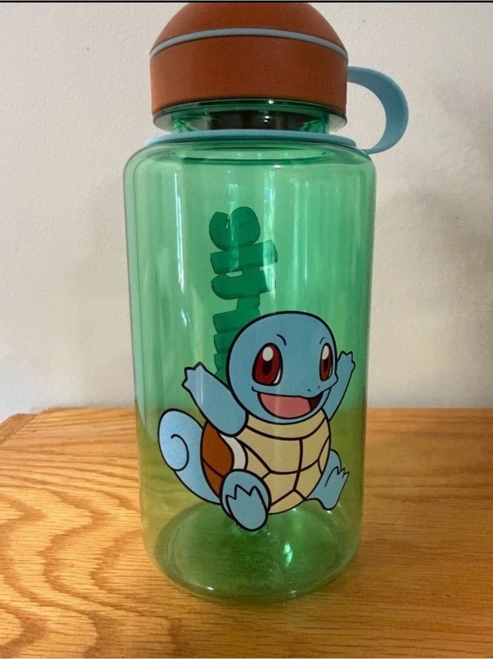 Pokemon c Target Squirtle Water Bottle with Brown Cap and Blue Handle